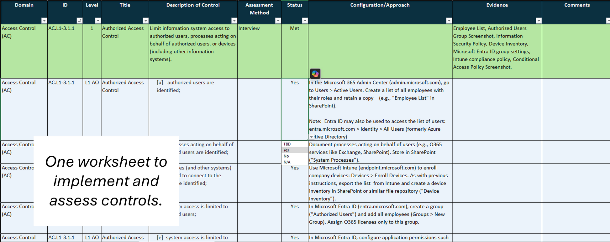 Detailed CMMC Level 1 & Microsoft Office 365 Implementation Package + Bonus Worksheet